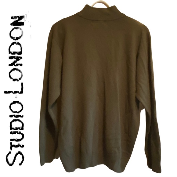 2/$25- STUDIO LONDON Military Green Mock Turleneck sz L - Picture 2 of 7